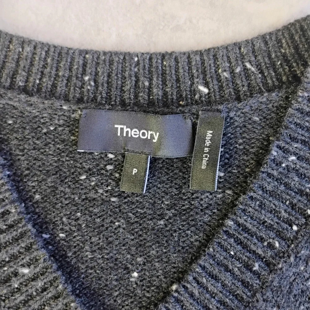 Theory Shrunken Wool Cashmere Donegal Sweater Vest Womens XS Speckle Knit V Neck
